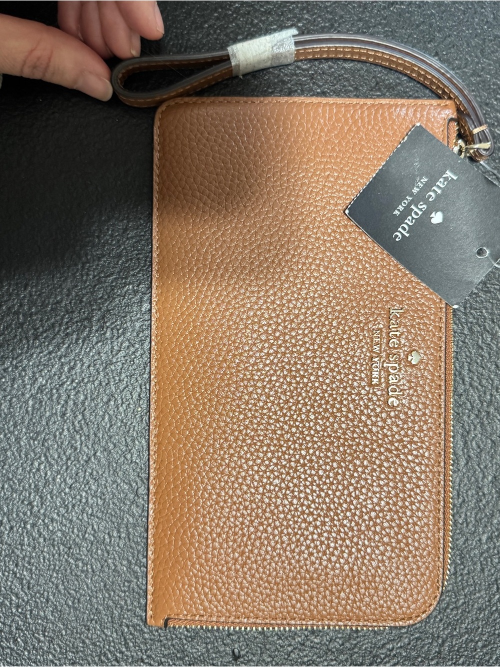 kate spade Tan Pebbled Leather Wristlet